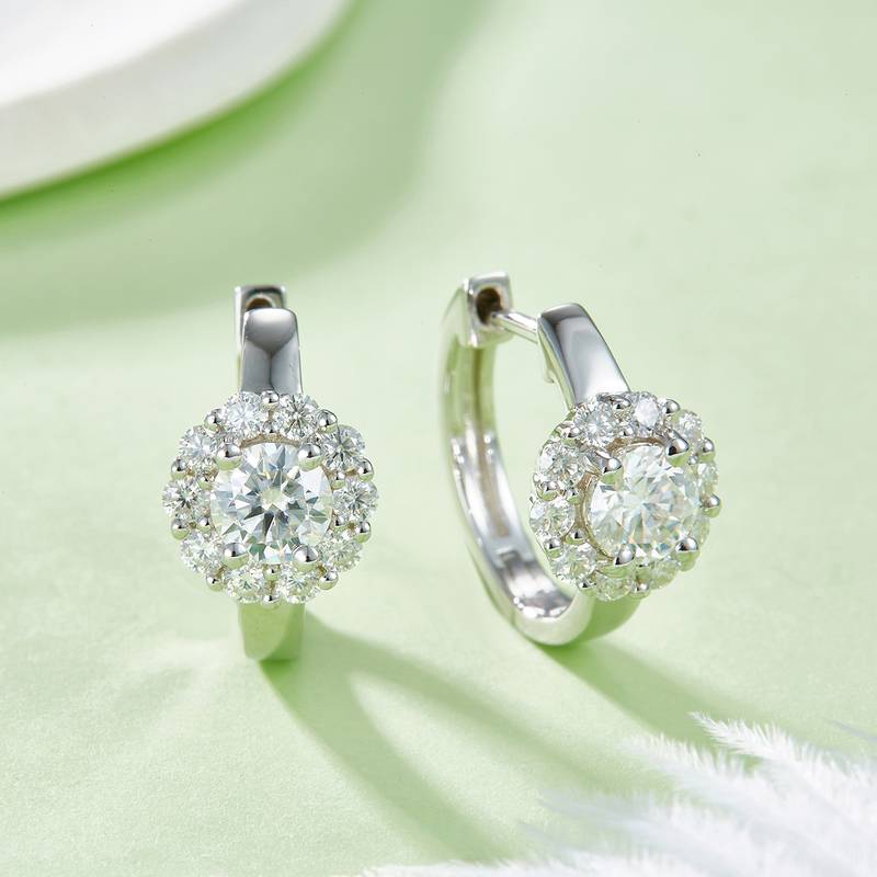 太阳花四爪耳环S925银Moissanite厘石D级1.6ct
